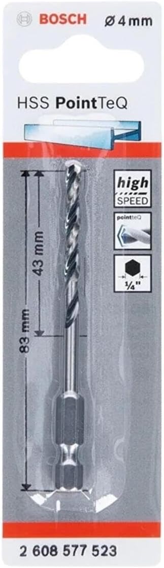 Bosch PointTeQ Hex Drill Bit 4.0 mm Metal Ø83 mm 1/4 in Hex Shank