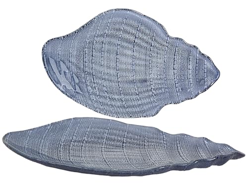 PLATO CARACOLA VIDRIO AZUL