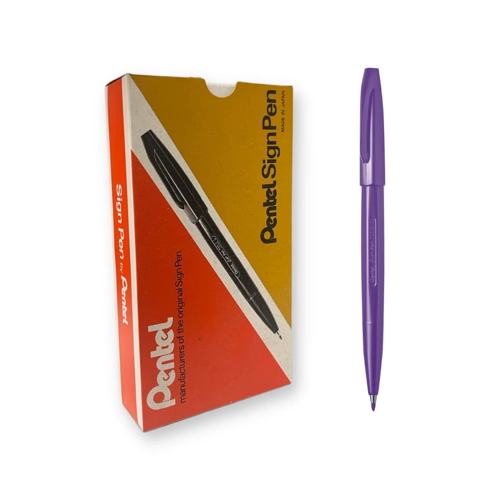Pentel Sign Pen Fine Felt-Tipped Pens, Pack of 12 pens, Violet Ink — image 1