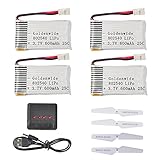 Goldenwide 3.7V 600mAh Lipo Battery (4pcs) with 4 In 1 Battery Charger for Syma X5 X5C