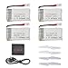 RRecomfit 4pcs 3.7V 600mAh Li-po Battery, Main Blades Propellers Spare Part and 4 Ports Battery Charger for Syma X5C X5C-1 X5 X5SW X5SC X15 X15W