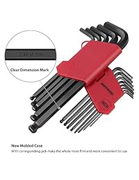 Meterk   Juego de llaves hexagonales (36 piezas, llave hexagonal, llave hexagonal de pulgadas métrica estrella, punta de bola larga, llave hexagonal de cabeza de tornillo, llave hexagonal interna de varios tamaños, sin bonificación, mango en T de ayuda de