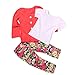 FEITONG 1Set Kids Toddler Girls' Long Sleeve T-Shirt Tops+Coat+Pants Suit Outfit