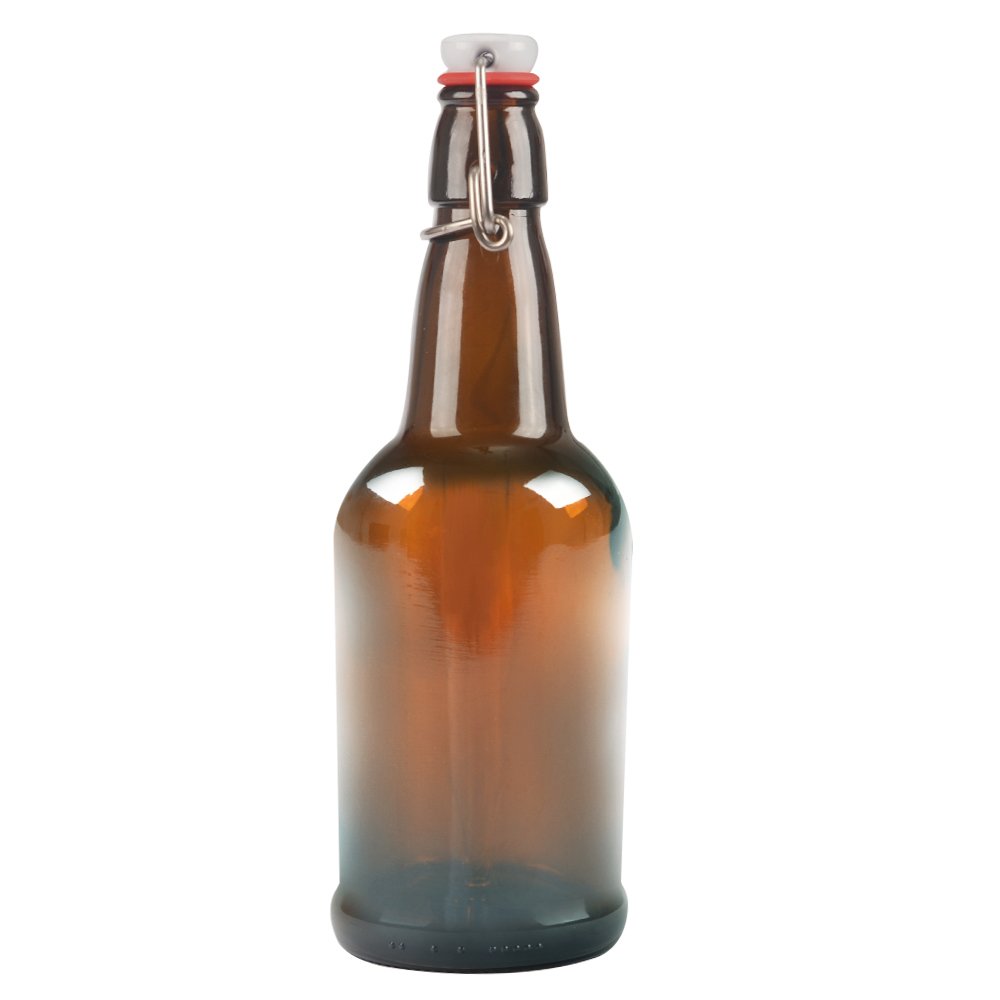 2 pack 16oz Amber Glass Beer Bottle Bottles with Easy Wire Swing Cap & Airtight Rubber Seal. Perfect for Home Brewing Wine.