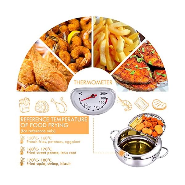 Deep-Fryer-Pot304-Stainless-Steel-with-Temperature-Control-and-Lid-Japanese-Style-Tempura-Fryer-Pan-Uncoated-Fryer-Stainless-Steel-Cookware-Gas-Stove-Silver-20cm79inch Deep Fryer Pot,304 Stainless Steel with Temperature Control and Lid Japanese Style Tempura Fryer Pan Uncoated Fryer…