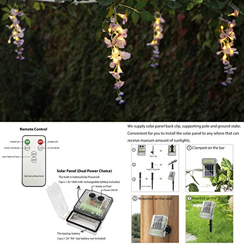 image for Flower Lights Solar Powered with Backup Battery Power and Remote Contr