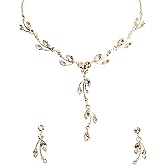 Faship Gorgeous Rhinestone Crystal Floral Necklace Earrings Set