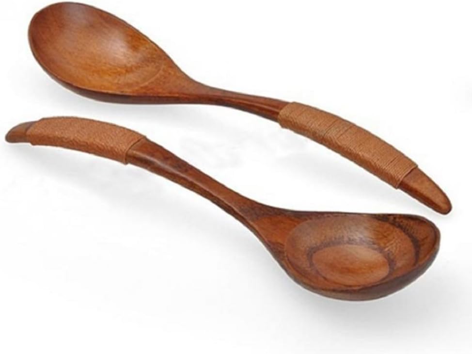 TP7 Set Of 8 Pieces Wooden Spoon Brown Eating Porridge Drinking Soup Coffee Gift Bar
