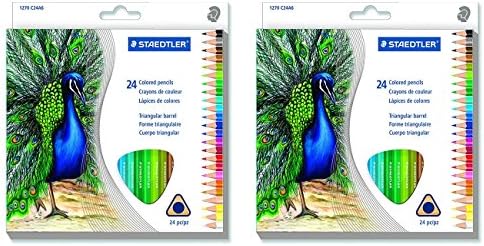 2 Pack of 24 Staedtler Mars Easy Grip Triangular Barrel Pre-Shaped 2.9 mm Colored Pencils Art Set Bundled by Maven Gifts
