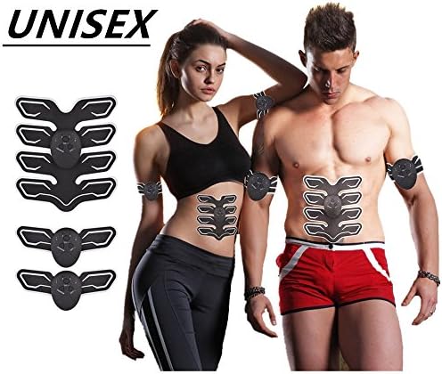 Repokevin ABS Muscle Toner Portable Muscle Trainer with Rhythm Soft impulse，Abdominal Toning Belt，Unisex Wireless Body Gym Workout Home Office Fitness Equipment For Training (Black-White)