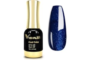 V VENALISA VENALISA Gel Nail Polish, 12ml Deep Pearly Blue Color Soak Off UV LED Nail Gel Polish Nail Art Starter Manicure Salon DIY at Home, 0.43 OZ