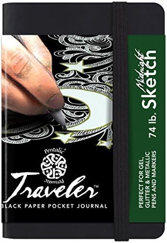 Pentalic Traveler Pocket Journal Sketch, 4 x 3, Black Cover with Black Paper by Pentalic Art