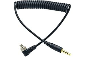 3.5mm Plug to Male Flash PC Sync Cord Cable 12" 12 inch for Studio Photography Coiled Cable