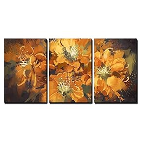 Illustration Digital Painting of Colorful Abstract Flowers with...