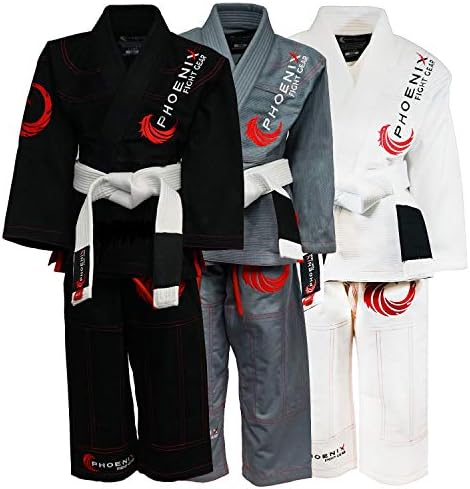 Phoenix Fight GearKids Talon BJJ Gi for Children Jiu Jitsu, Grappling, MMA (Black, M3)