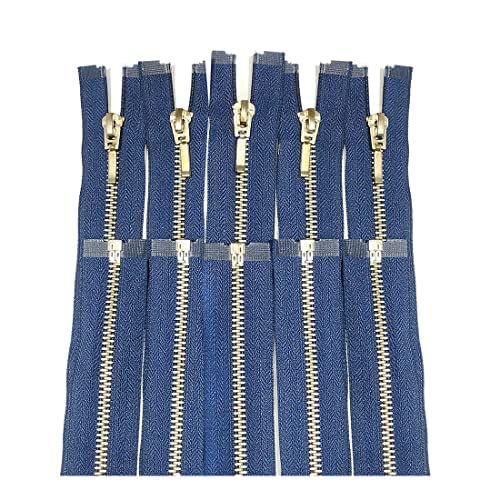 5 Pieces/5# Open Metal Zipper, Sewing Zipper, Sewing Zipper, Heavy Duty Zipper, Black, Blue, Gold, Silver, (5 x 70 cm, Blue)