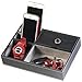 Huji Men's Black Leatherette Valet Jewelry Tray Display Showcase Insert Liner Organizer 5 Compartments Desk Car Home Dresser Keys Phone Wallet Coins