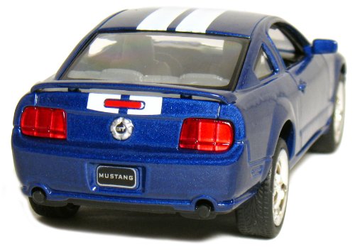 5" Die-cast 2006 Ford Mustang GT 1/ 38 Scale, Pull Back n Go Action (Blue with White Racing Stripes).