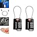 2 Pack Lumintrail TSA Approved All Metal Personalized International Luggage Combination Travel Lock with 4-ft Steel Cable, for Suitcase and Baggage - Assorted Colors