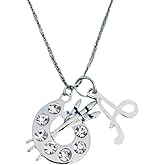 Personalized Artist Paint Palette & Paint Brush Pendant Necklace - She Believed She Could Jewelry Gift for Women, Painter Gift, Artist Necklace