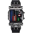 MINILUJIA Men Cool Digital Watch Binary Time LED Display Waterproof with Rubber Band Unique Creative Fashion Sport Wristwatches One PCS