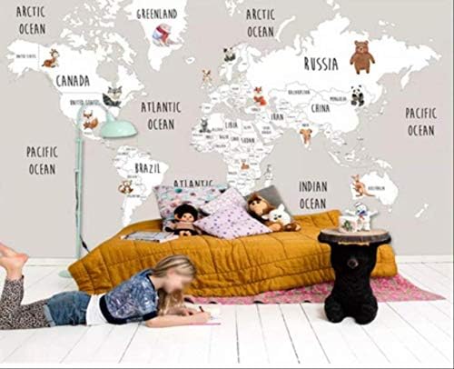 Custom 3D Wallpaper Photo Fashion Cartoon World map Children's Room Bedroom Mural Background Wall Decoration Painting Width300cm * Height210cm A