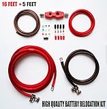 Battery Relocation Kit, 1/0 AWG Cable, Top Post 16