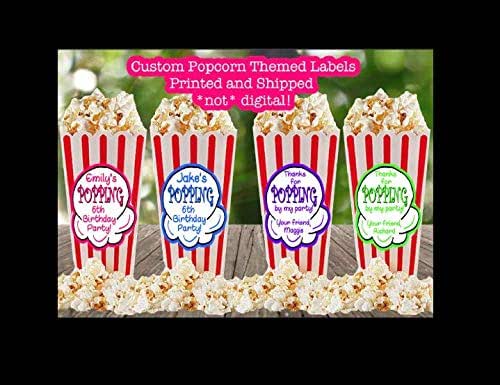 Amazon.com: Popcorn Themed Birthday Party Labels Stickers - Thanks for POPPING by - Printed and ...