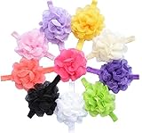 QS Baby Girl's Headbands Chiffon Hair Flower (10 Pack)