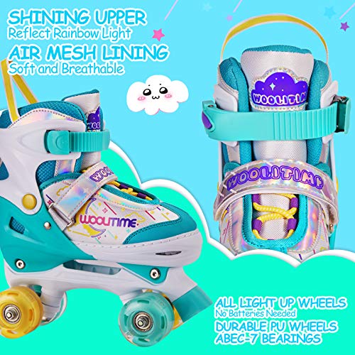 Woolitime Adjustable Roller Skates for Girls and Boys, 4 Size Adjustable Toddler Roller Skates