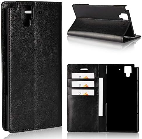 XZHRXQ Wallet Case for Fujitsu Arrows NX F-02H, Solid Color Retro Style Crazy Horse Texture Leather Holster Case with Card Slots & Holder kgiewbh (Color : Black)