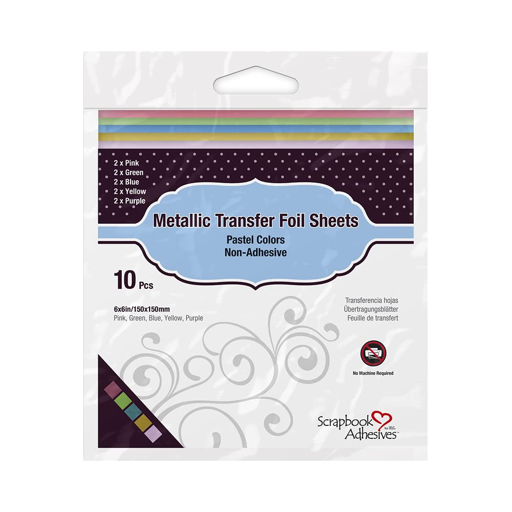 Scrapbook Adhesives by 3L Meatallic Transfer Foil Sheets, Pastel, 15 x 15cm