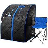 Durasage Personal Ultra Low Emf Portable Infrared Sauna Spa for Weight Loss, Detox, Relaxation at Home, 30 Minute Timer, with Handheld Remote Control, Heated Footpad and Chair, Large, Black
