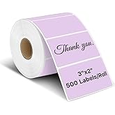 iEager 3" x 2" Thermal Labels, Rectangle Thermal Printer Stickers, Self-Adhesive Durable Sticker with Perforation Line, 500 Labels/Roll, Purple