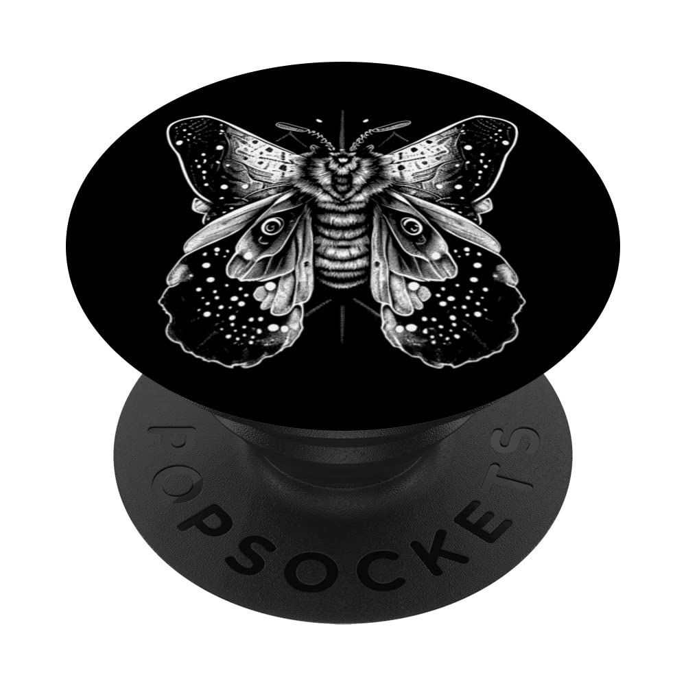 Moth Insect Magical Esoteric Line Art Illustration PopSockets Swappable PopGrip