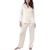 PajamaGram Women's Smooth Seduction Satin Button Front Pajama Set