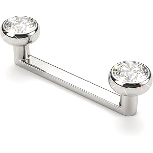 Fosaseua 14G Titanium Surface Tragus Piercing Jewelry 10mm/12mm Double Crystal Staple Bar Piercing Jewelry Internally Threade