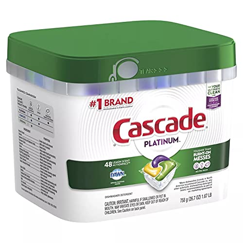 Cascade Platinum ActionPacs Lemon Scent Dishwasher Detergent, 48 Count