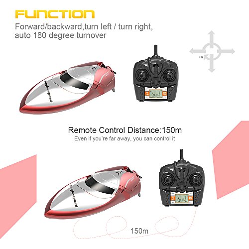 Kidshome High Speed RC Boat Pool Toys Remote Control Boat 600mAh Battery LCD Display for Kids Adults Outdoor Fast Boat Racing - Thumbnail 2