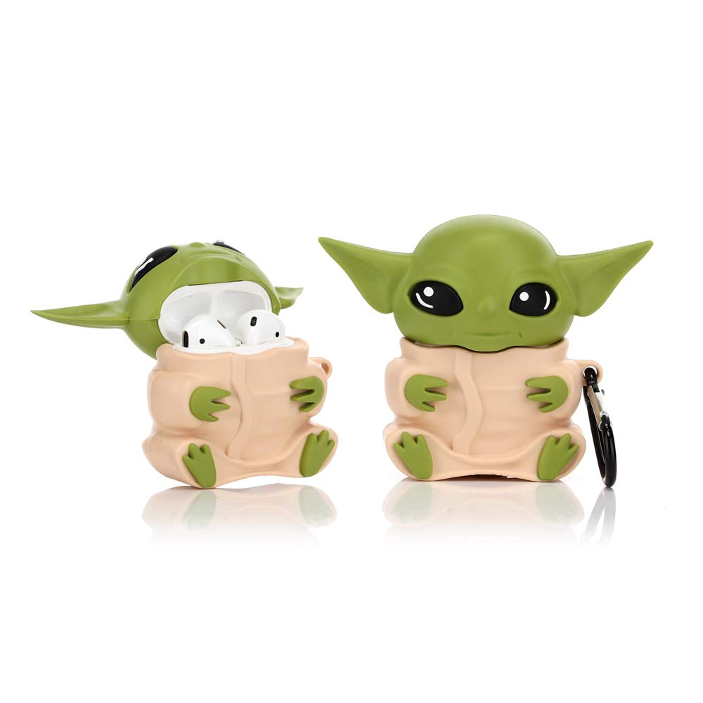 YIGEYI Silicone Case Compatible with Airpods 1&2 Funny Cute 3D Cartoon Cover [Yoda Alien Design] (Yellow)