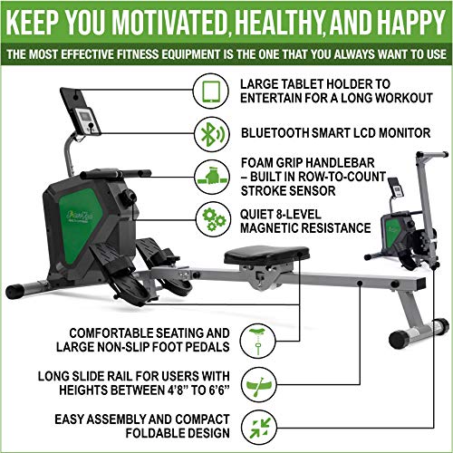 ShareVgo Smart Home Rowing Machine Bluetooth Compact Magnetic Rower with Fitness APP, Max Weight 285lbs Ergometer… - Image 3