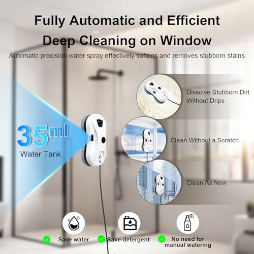 iMESA Window Cleaning Robot with Water Spray, 5600PA Strong Suction Automatic Window Cleaner Robot, Smart Path Planning, Low Noise, Remote Control for All High-Rise Windows, Tiles and Glass