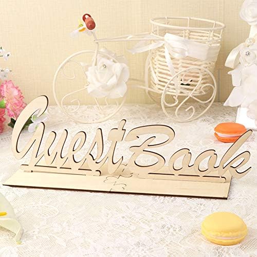 TBhappy Rustic Wooden Guest Book Sign Wood Table Sign with Wooden Stand,Baby Shower Guest Book Sign
