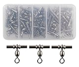 50pcs/box Fishing Sleeves Cross-line Crane Swivel 3 Way T-shape Fishing Swivel Crimp Swivel Tackle Connector