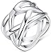 BOHG Jewelry Womens 925 Sterling Silver Plated Fashion Double X Criss Cross Eternity Ring Wedding Band Size 11