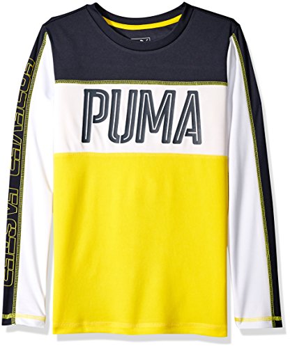 PUMA Little Boys  Block Long Sleeve Top, Cyber Yellow, 6