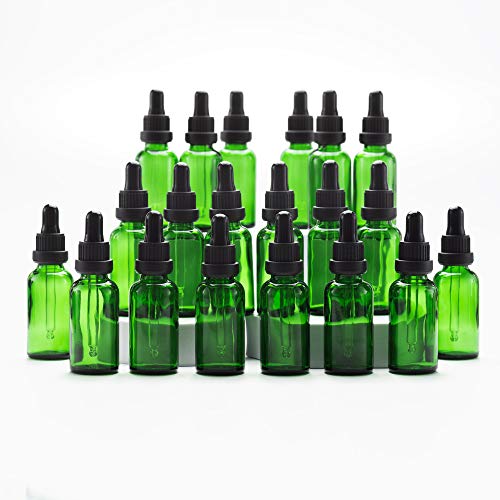 YIZHAO Pipettenflasche 30ml Grün, Apothekerflasche mit Pipette Glas, für Ätherisches Öl, Aromatherapie, Massage, Düfte, Labor, Kosmetik, Reisen – 24 P
