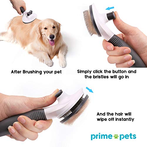 Dog Brush, Self Cleaning Slicker Brush for Dogs and Cats, Pet Dog Grooming Brush, Effectively Reducing Shedding by Up to 95%, Easy to Clean -Professional Pet Grooming Brush Removes Mats, Tangles, and Loose Hair