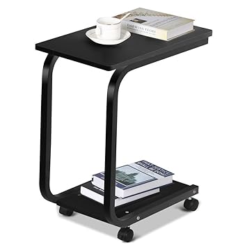 Amazon.com: go2buy 2 Tier Portable Rolling Sofa Side End Table ... Amazon.com: go2buy 2 Tier Portable Rolling Sofa Side End Table ... - go2buy 2 Tier Portable Rolling Sofa Side End Table with Storage Shelf on Wheels (Black