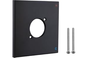 RAINREVIVE Replacement Escutcheon Plate for Delta 13/14 Series, for One-Handle Tub and Shower Faucets, Single Metal Square Shower Escutcheon Kit, Matte Black